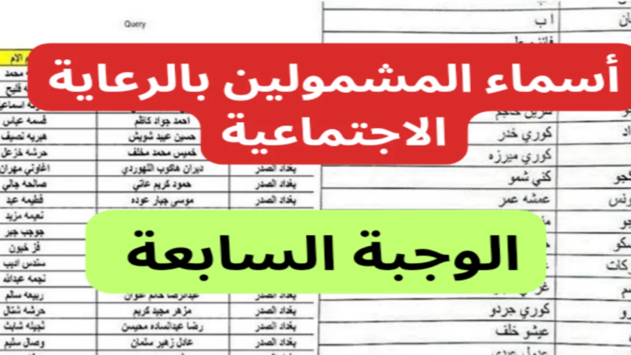 استخراج أسماء المشمولين في الرعاية الاجتماعية الوجبة السابعة بالعراق